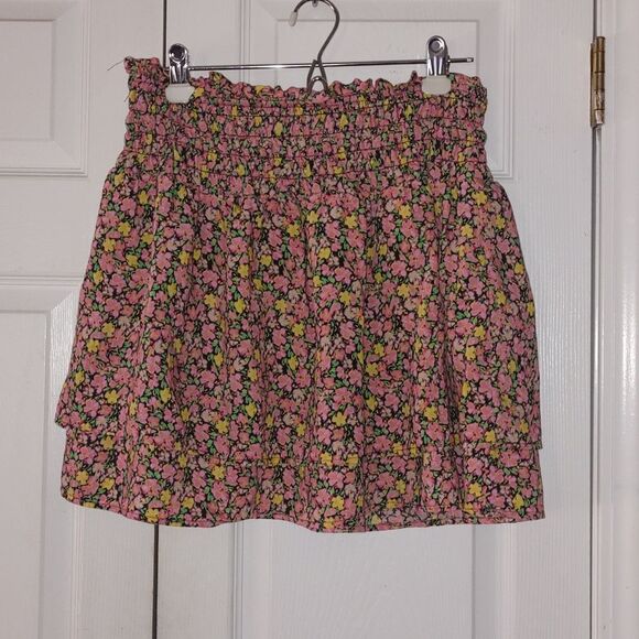 Vero Moda elastic waist floral print layered ellie short mini skirt Sz L  NWOT - Picture 1 of 5